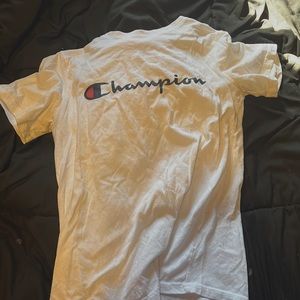 boys champion tee, white blue and red classic